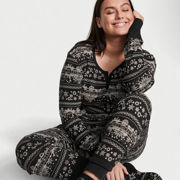 Victoria's Secret Other - VICTORIA'S SECRET XXL Thermal Long Pajama Set Adorable Fair Isle PJ P.J. PJs NWT